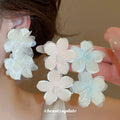 Clustered Pastel Flower Stud Earrings in Pink White and Blue view 2
