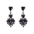 Black Crystal Floral Cluster Drop Earrings Fashion Jewelry view 5