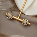 Two Tone Clear Look Pinwheel Flower Statement Stud Earrings view 1