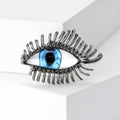 Blue Eye Crystal Eyelash Brooch in Gold or Black Finish view 2