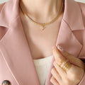 Gold Rope Chain Crystal Initial Letter Pendant Necklace view 8