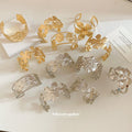 Metal Flower Open Cuff Bangles Gold Silver Style Mix view 3