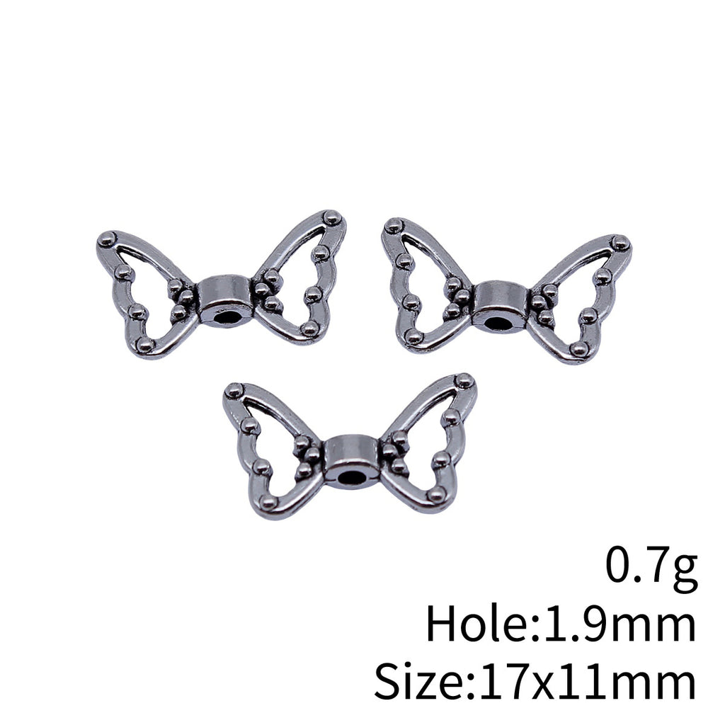 17x11mm 0.7g Antique Silver Zinc Alloy Butterfly Wing Loose Metal Beads for Bracelet DIY Making