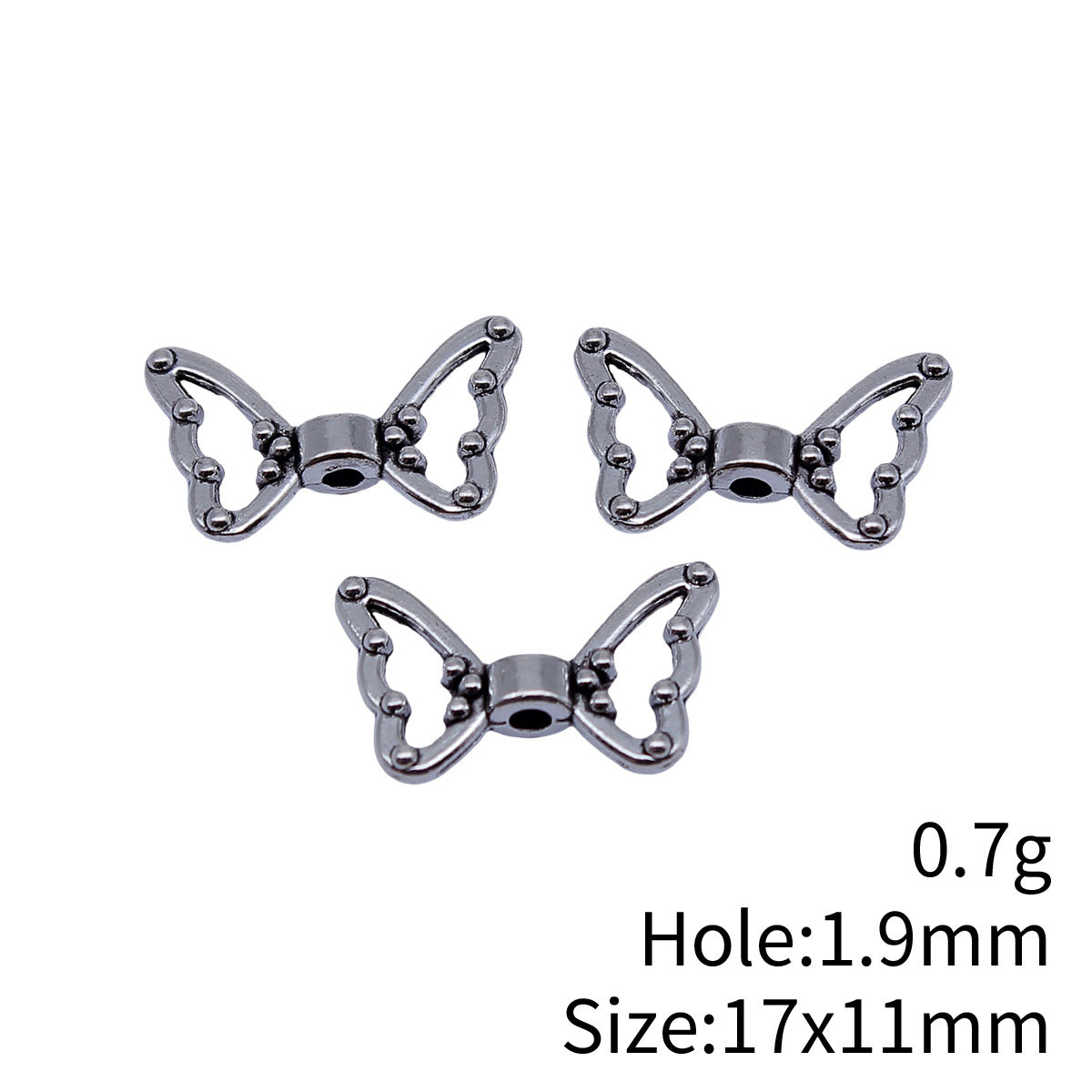 17x11mm 0.7g Antique Silver Zinc Alloy Butterfly Wing Loose Metal Beads for Bracelet DIY Making