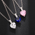 Silver Tone Heart Stone Pendant Necklaces In Three Colors view 2