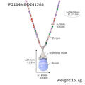 Resin Teardrop Pendant Zircon Tennis Chain Necklaces view 12