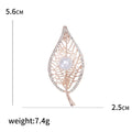 Openwork Leaf Brooch with Pearl Accent in Two Metal Tones view 5