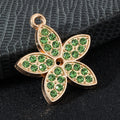 Pave Rhinestone Five Petal Flower Charm Pendant Silver And Gold Tone view 8