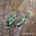 Silver Tone Marbled Turquoise Hexagon Drop Hook Earrings view 4