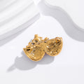 Blue Gold Tone Bauhinia Flower Crystal Metal Brooch Pin view 3