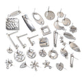 Assorted Steel Tone Post Earring Findings in Thirty Seven Shapes view 1