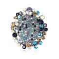 Oval Pave Crystal Cluster Brooch in Two Multicolor Palettes view 5