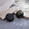 Pink and Green Gold Crackle Round Statement Stud Earrings view 3