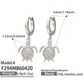 Turtle Charm Dangle Hoop Earrings Clear Crystal Shell view 9