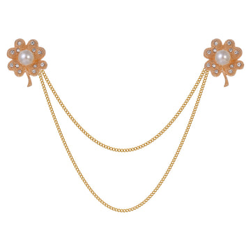Gold Tone Flower Pearl Look Four Designs Metal Brooch Pin