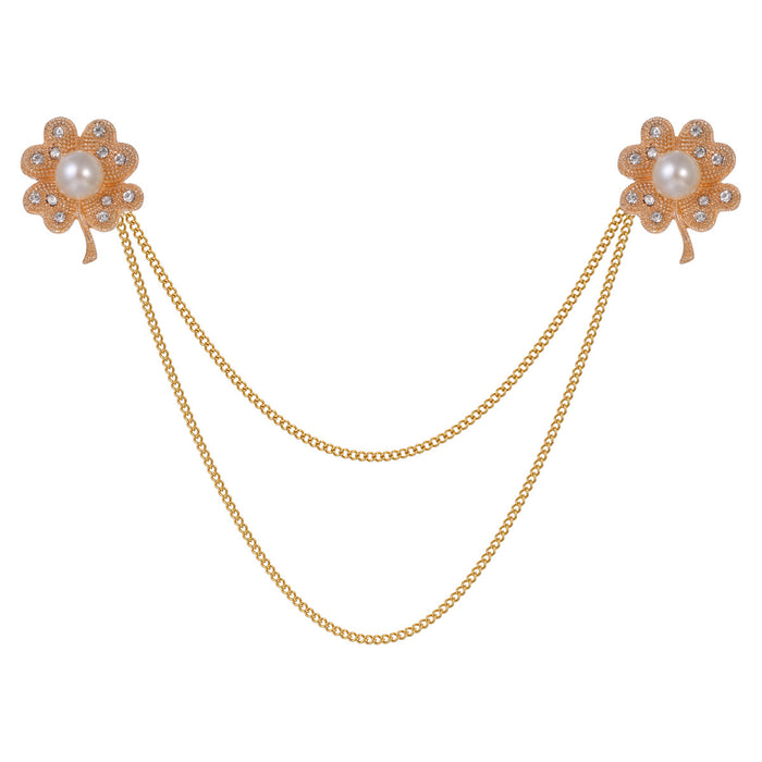 Gold Tone Flower Pearl Look Four Designs Metal Brooch Pin