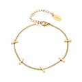 Gold Steel Bar Station Chain Bracelets With Extender view 5