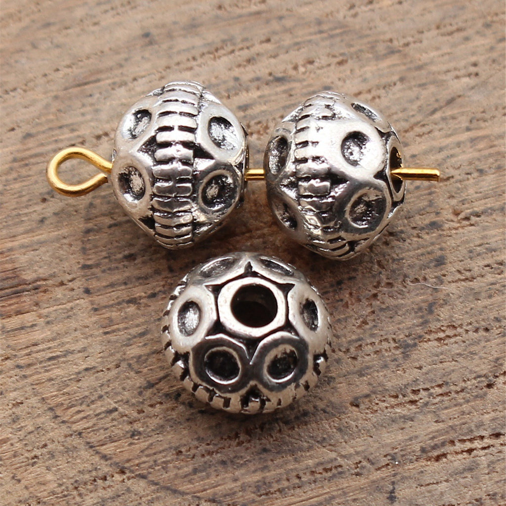9.7x9.7x7.4mm 2g Multicolor Zinc Alloy Small Ring Texture Round Loose Metal Beads for Bracelet DIY Jewelry
