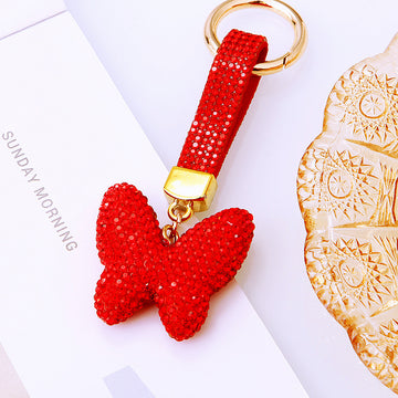 Clay Full Crystal Butterfly Keychains in Five Colors plus Assorted Option