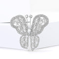 Large Crystal Butterfly Brooch in Pale Gold or Silver Tone view 3