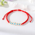 Red Woven Cord Five Flower Evil Eye Adjustable Bracelets view 8