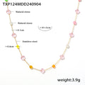 Colorful Natural Stone Clover Station Necklace Bracelet Set view 10
