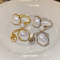 Large Irregular Pearl Like Open Ring In Silver Or Gold Tone view 3