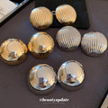 Metallic Domed Round Statement Stud Earrings in Four Finishes view 4