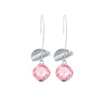 Pink Faceted Round Stone Silver Tone Long Threader Earrings view 5