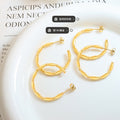 Bamboo Segment Open C Hoop Earrings Gold or Steel Tone view 2