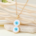 Gold Tone White Evil Eye Pendant Necklaces in Two Drop Designs view 3