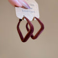 Brown Velvet Geometric Square Hoop Earrings in Two Sizes view 6