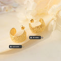 Embossed Hammered Texture C-Hoop Stud Earrings Pair view 2