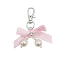 Pearl Bow Keychain Silver Clasp Satin Ribbon Ten Colors view 8