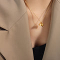 Gold Lotus Seed Pod Charm Necklace And Hoop Drop Earrings view 6