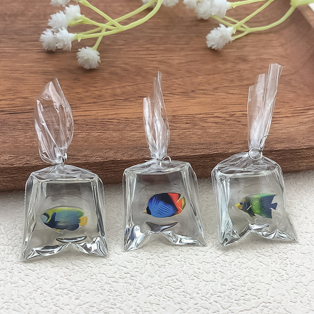 Transparent Resin Water Bag Goldfish Clownfish Charm Pendants for DIY Earrings Keychains