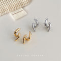 Twisted S Curve Metal Stud Earrings Silver Gold Styles view 1