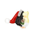 Hedgehog Brooch with Red Santa Hat and Crystal Coat view 5