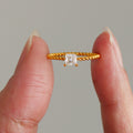Twisted Square Solitaire Ring in Gold Tone Sizes Six to Eight view 3