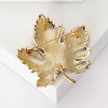 Crystal Maple Leaf Brooch In 5 Styles With Polished Metal And Decorative Details view 3