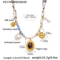 Silk Scarf Necklace Tiger Eye Pearl Charms Four Styles view 8