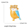 Yellow Bird Brooch with Blue Wing and Flower Crown view 4