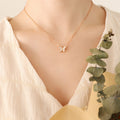 Butterfly White Shell Pendant Necklace Gold Rose Gold view 7