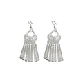 Silver Tone Crescent Fringe Drop Earrings with Hooks view 5