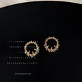 Gold Open Circle Wreath Stud Earrings Clear Stones view 2