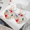 Gold and Silver Tone Face Pressed Flower Resin Hook Earrings view 2