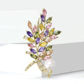 Crystal Branch And Pearl Brooch In 1 Style With Polished Metal Details view 3