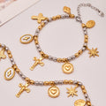 Shell Badge and Cross Necklace and Bracelet in Mixed Colors view 4