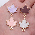 Gold Tone Maple Leaf Enamel Charms in Four Soft Colors view 1