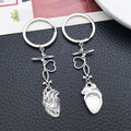 Silver Tone Heartbeat Stethoscope and Anatomical Heart Keychain view 3